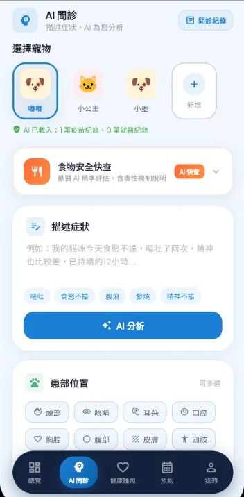 FurNavi AI health navigation screen (actual platform screen in Traditional Chinese)