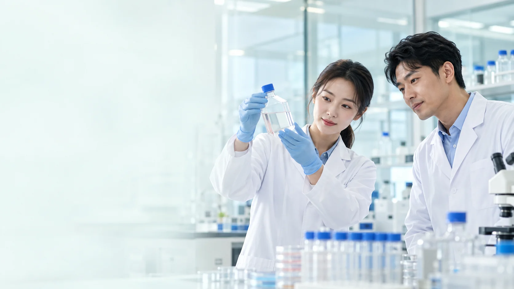 Researchers collaborating in a laboratory (AI-generated illustration)