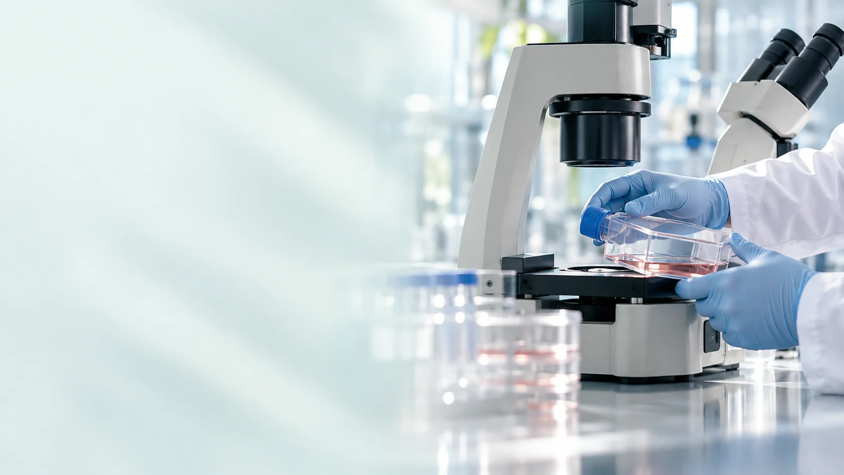 Cell culture and microscopy work (AI-generated illustration)